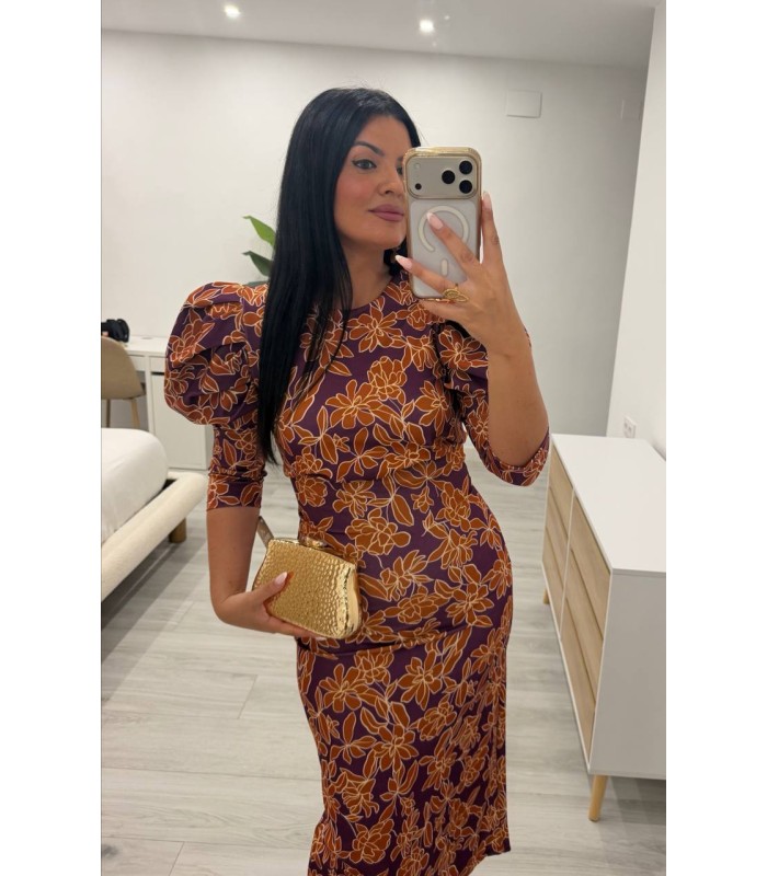 Vestido Camila buganvilla teja