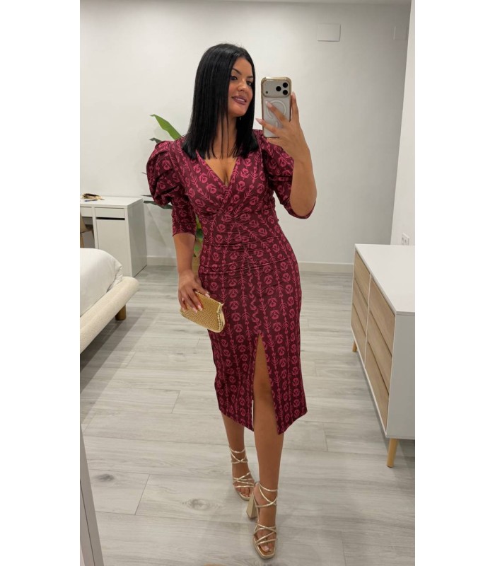 Vestido Nisea berenjena bicolor