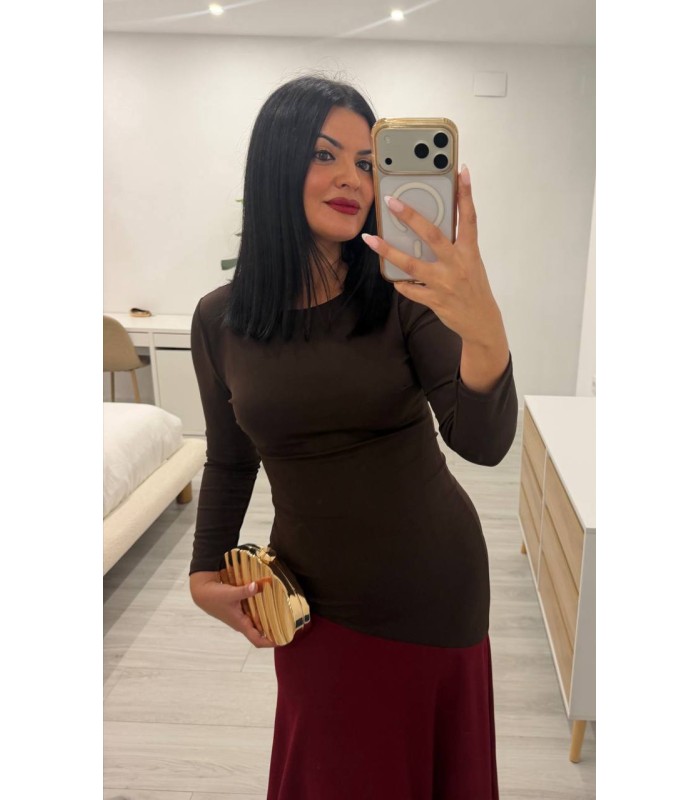 Vestido Agatha marron rojo