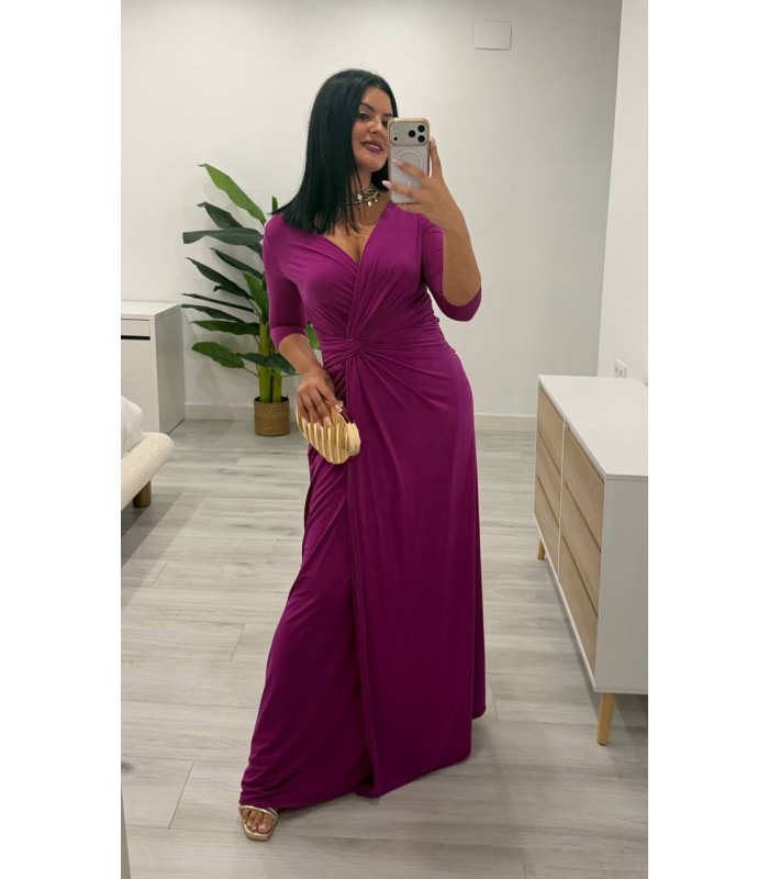 Vestido largo Nuria rosa buganvilla