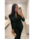 Traje chaqueta con cinturón verde botella