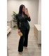 Traje chaqueta con cinturón verde botella