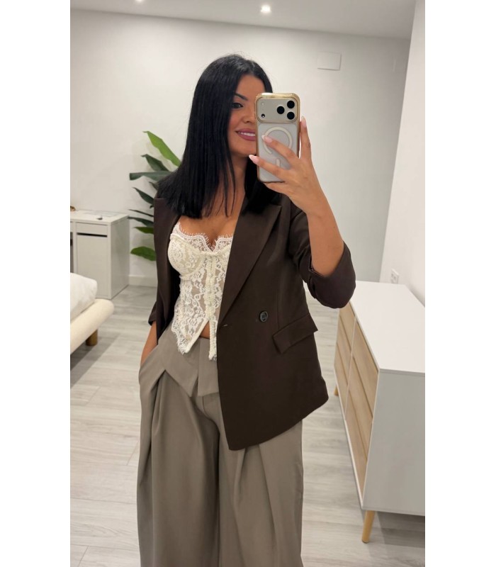 Chaqueta basic vestir camel marrón