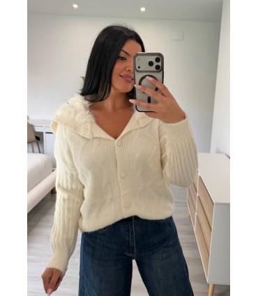 Jersey cuello pelitos crudo