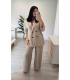 Conjunto lino botones camel
