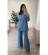 Conjunto lino botones azul