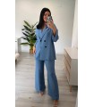 Conjunto lino botones azul