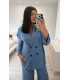 Conjunto lino botones azul