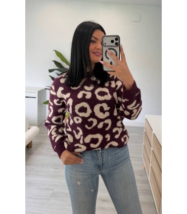 Jersey animal print berenjena