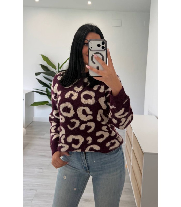 Jersey animal print berenjena