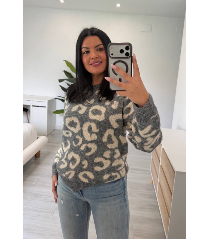 Jersey animal print gris