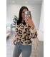 Jersey animal print camel marron