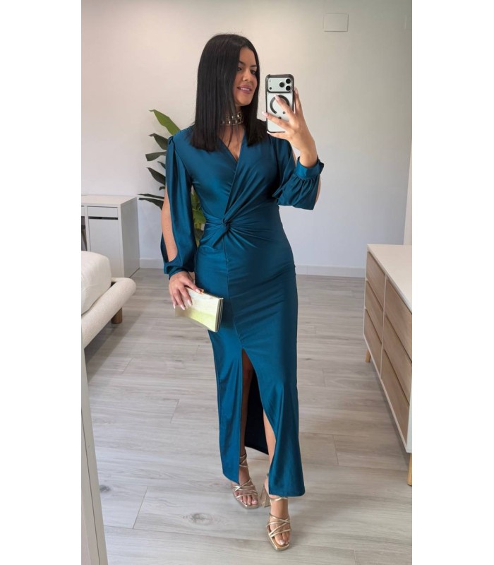 Vestido Meli azul petroleo