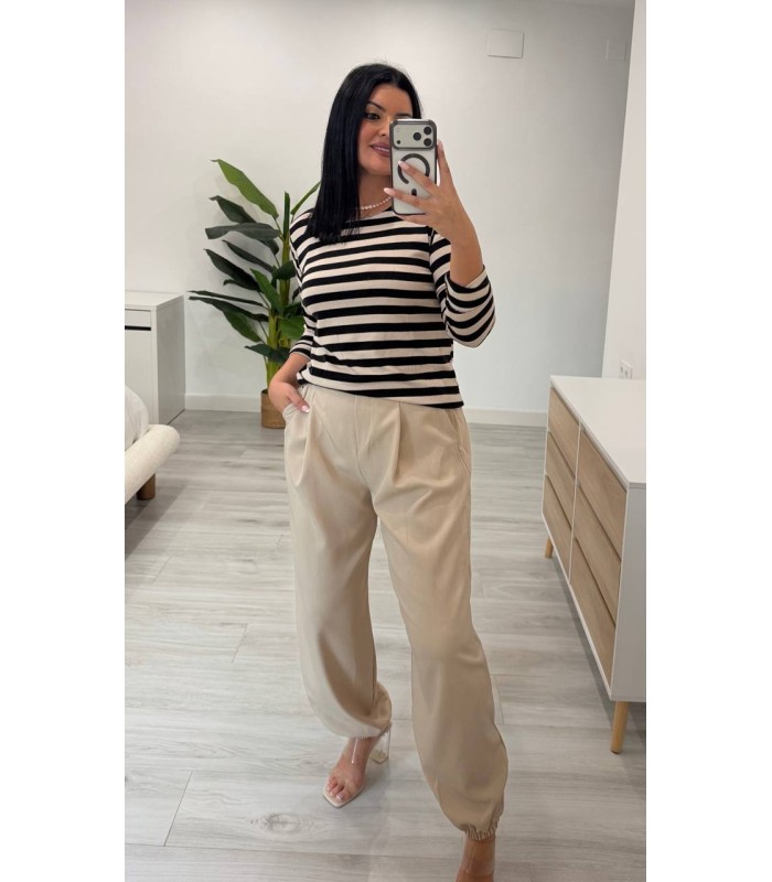 Pantalón tela globo crudo