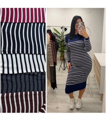 Vestido canalé rallas