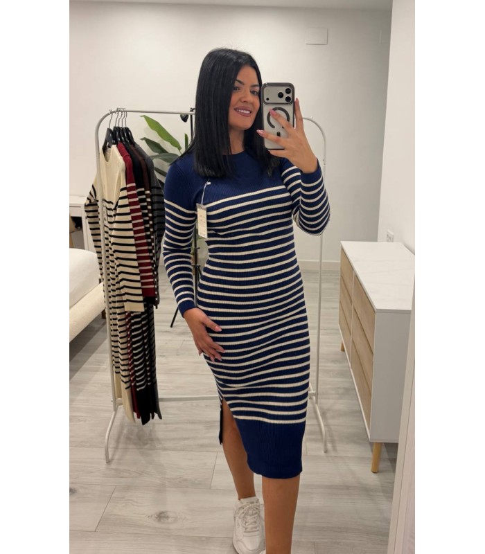 Vestido canalé rallas