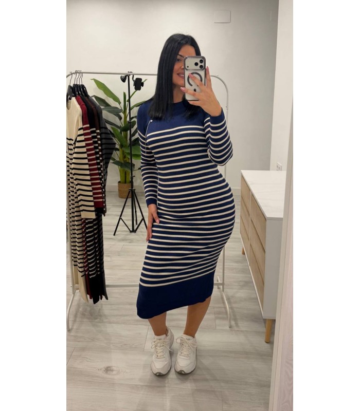 Vestido canalé rallas