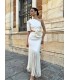 Vestido Triana flecos blanco roto