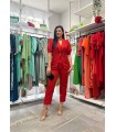 Traje Malena jaquard rojo