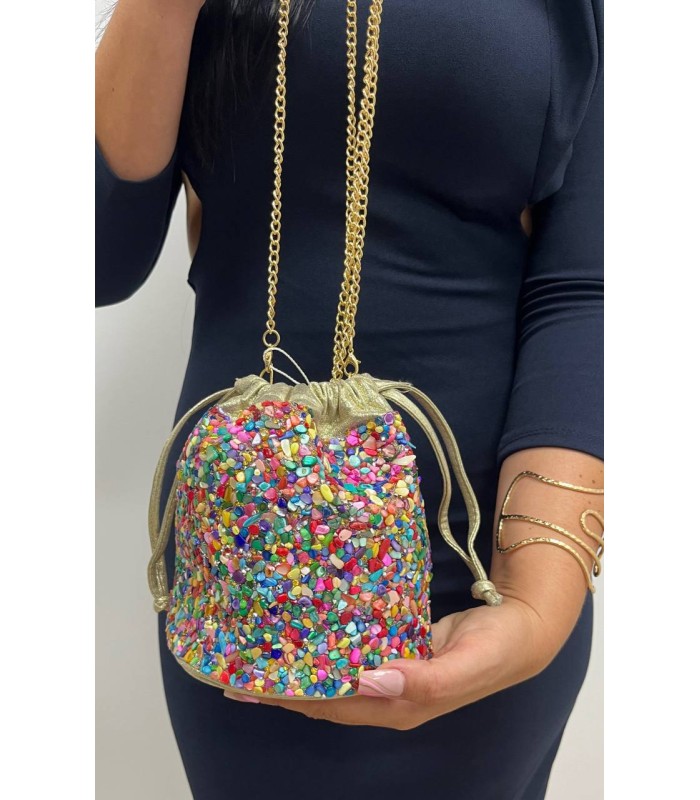 Bombonera pedrería dorada