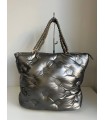 Bolso acolchado gris metalizado