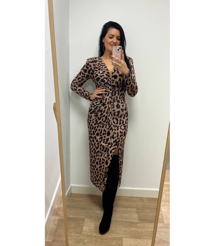 Vestido leopardo escote nudo