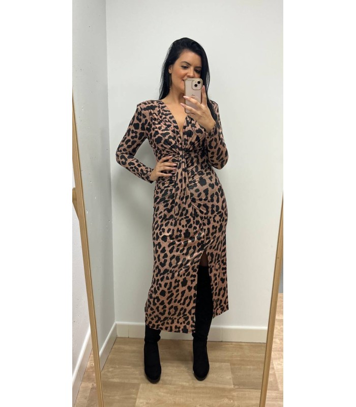 Vestido leopardo escote nudo