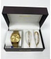 Estuche regalo reloj y pulseras dorado y perlas