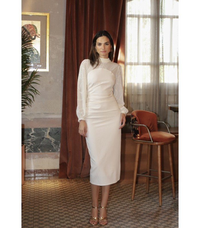 Vestido Eleanor crudo gasa