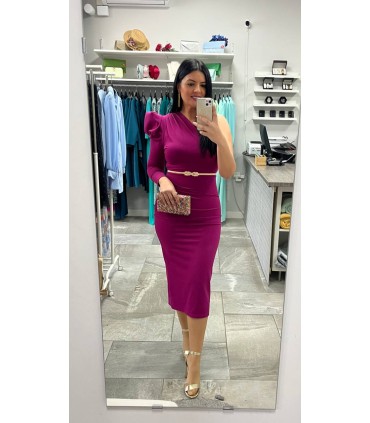 Vestido manga abullonada buganvilla