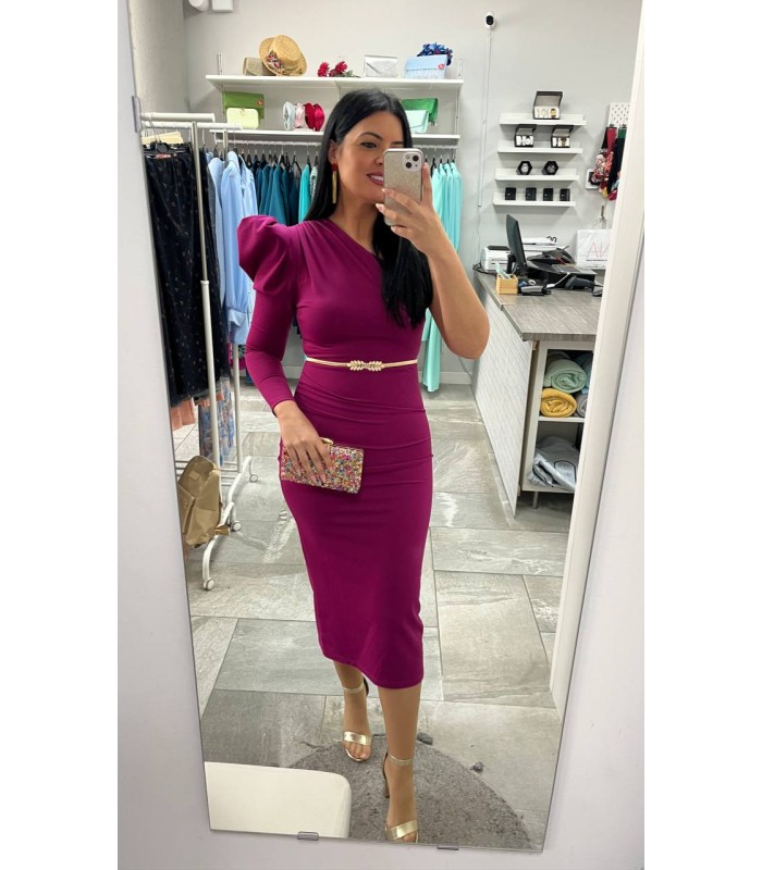 Vestido manga abullonada buganvilla