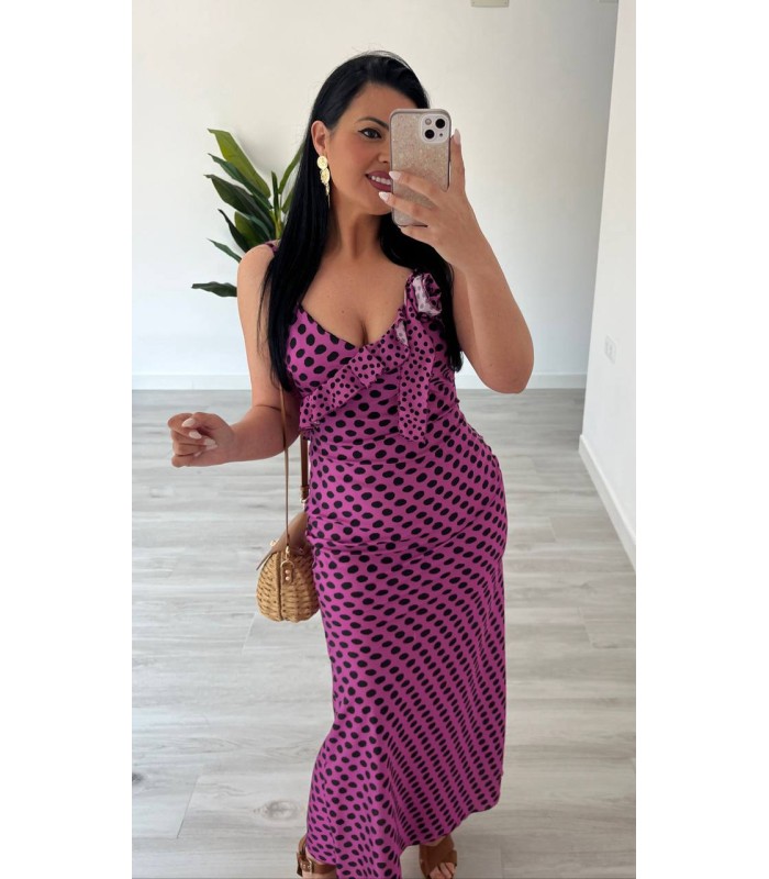 Vestido Lunares Flor morado