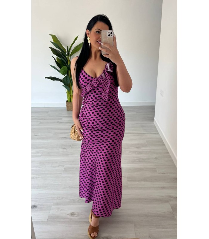 Vestido Lunares Flor morado