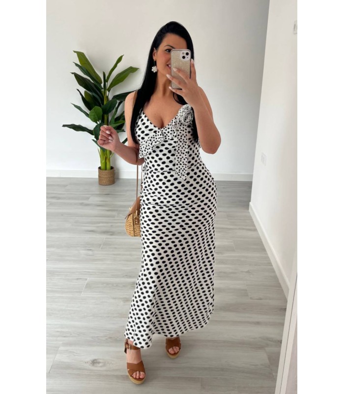 Vestido Lunares Flor blanco