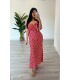 Vestido Lunares Flor rojo