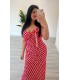 Vestido Lunares Flor rojo