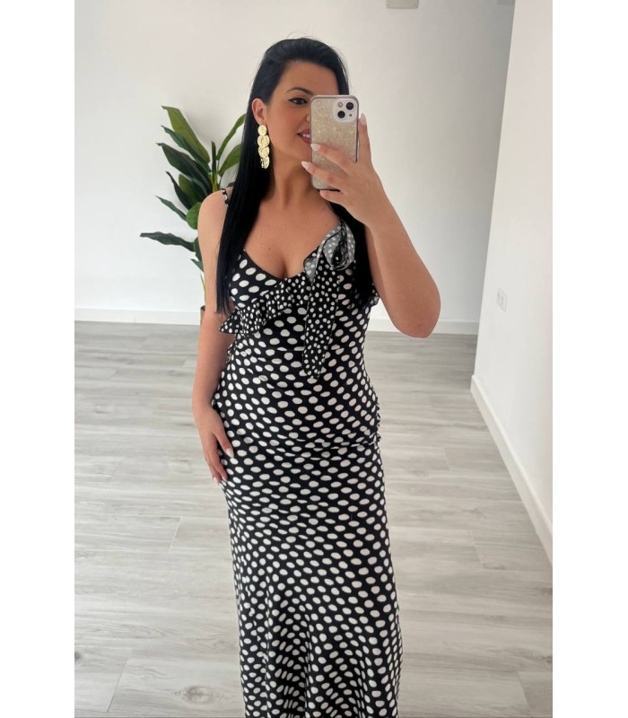 Vestido Lunares Flor negro