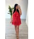 Vestido corto volantes coral