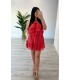 Vestido corto volantes coral