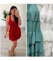 Vestido corto volantes