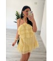 Vestido corto volantes amarillo