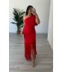 Vestido rojo flecos Cayro