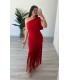 Vestido rojo flecos Cayro