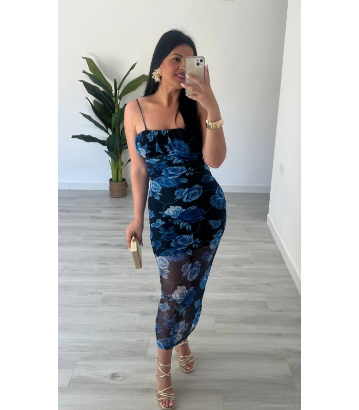 Vestido Florida azulina