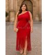 Vestido rojo flecos Cayro