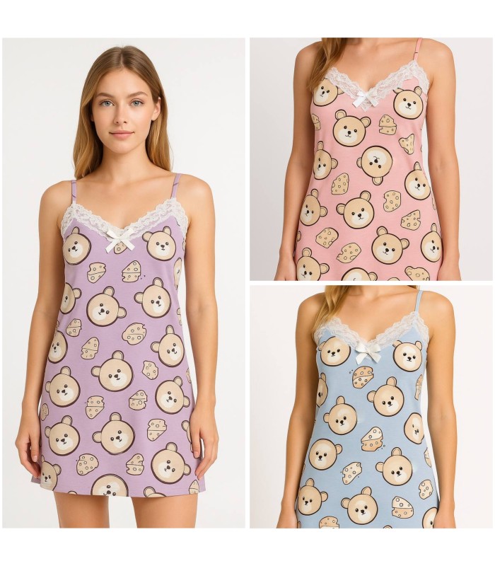 Vestido pijama algodón Osito
