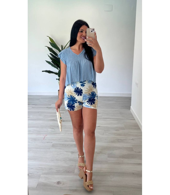 Blusa azul de lino