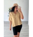 Camisa de lino camel Zahara