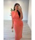Vestido Egipto sin mangas coral