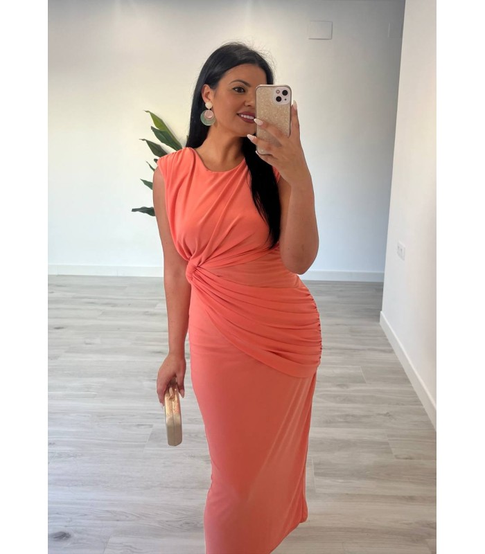 Vestido Egipto sin mangas coral